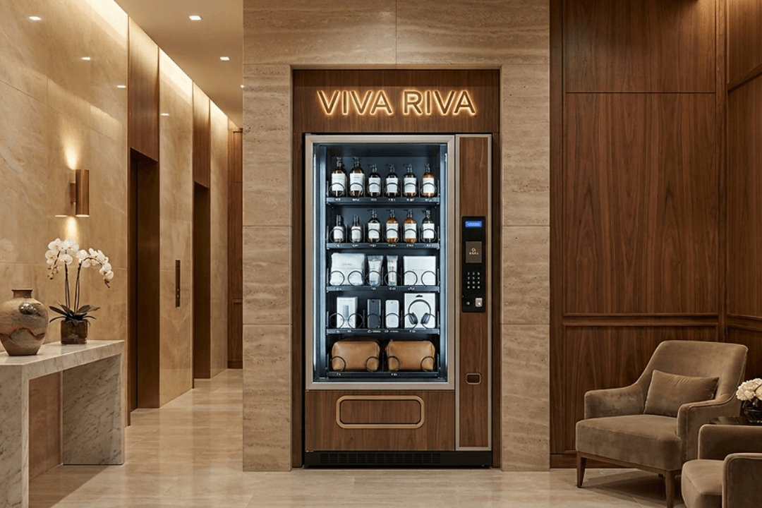 Vending machine installed in hotel lobby